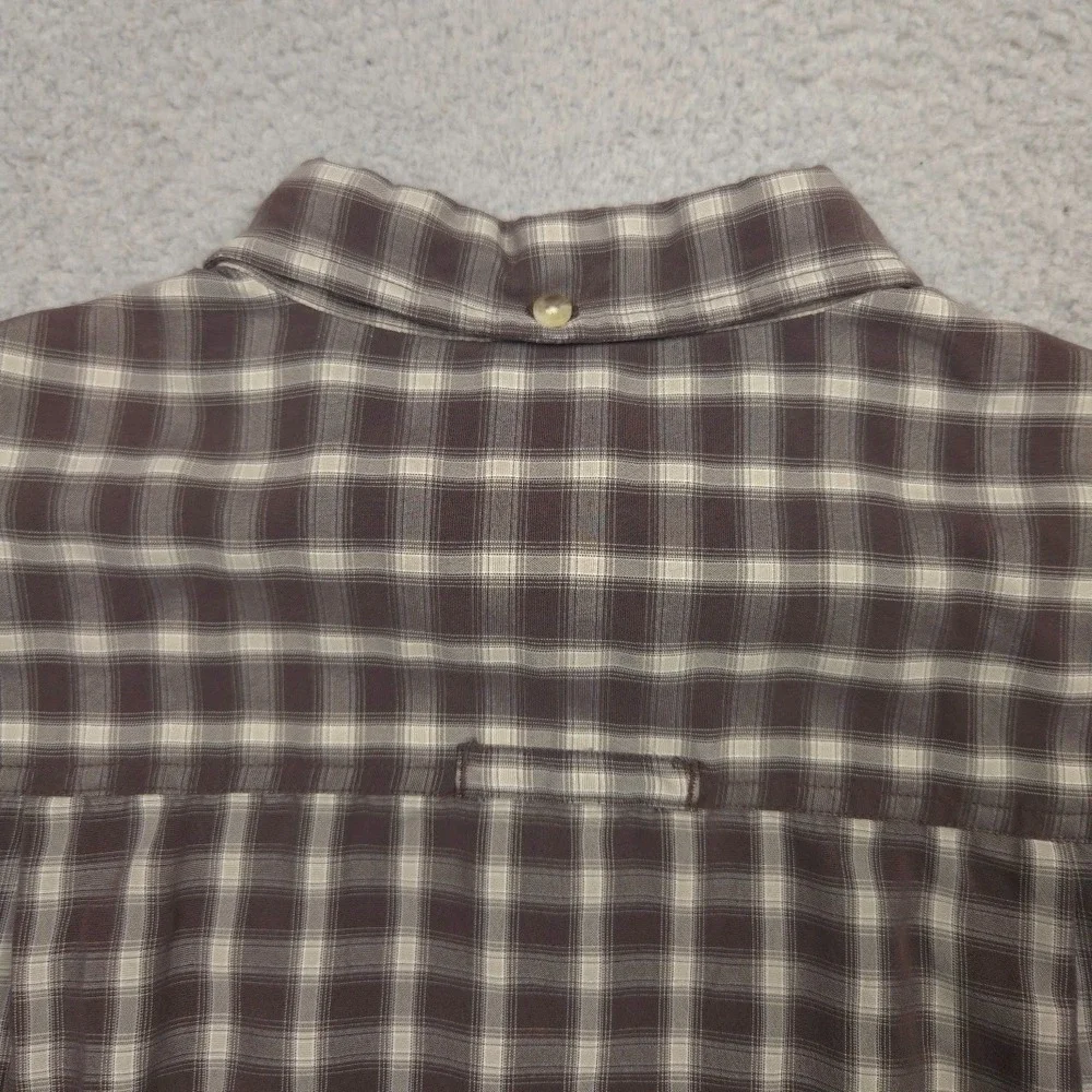 The North Face Mens M Plaid Modal Short Sleeve Hiking Shirt Brown Vented